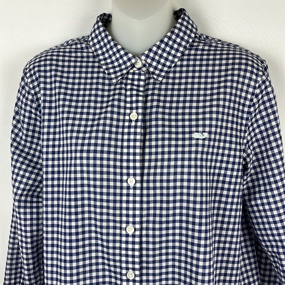 Vineyard Vines Button Down Blue/White Plaid Long Sleeve Relaxed Shirt Size 6 - Picture 4 of 8